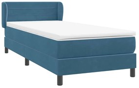 vidaXL Κρεβάτι Boxspring με Στρώμα Σκούρο Μπλε 100x210 εκ. Βελούδινο