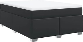 vidaXL Κρεβάτι Boxspring με Στρώμα Μαύρο 140x200εκ.από Συνθετικό Δέρμα