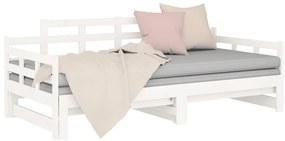 vidaXL Καναπές Κρεβάτι Συρόμενος Λευκός 2x(90x190) εκ. από Μασίφ Πεύκο