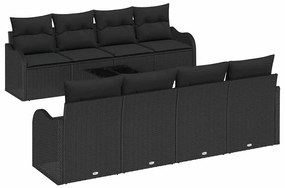 vidaXL Σετ Καναπέ Κήπου 9 pcs Μαύρο 55 x 55 x 37 εκ Πολυ ράταν