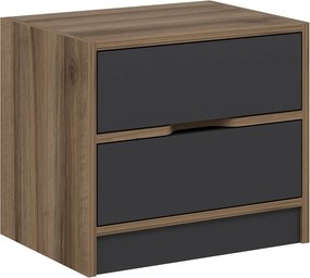 Κομοδίνο Καρυδί / Ανθρακί DAMEES 54x40x47