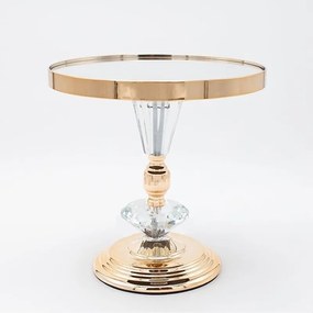 Διακοσμητικός Δίσκος Με Καθρέπτη & Πόδι 819-00263 25x25cm Gold-Clear Estheti Home Μέταλλο,Γυαλί