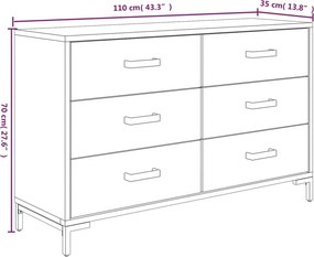 vidaXL Ντουλάπι Καφέ 110 x 35 x 70 εκ. από Μασίφ Ξύλο Πεύκου