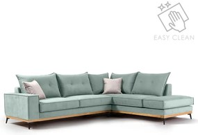 Γωνιακός καναπές αριστερή γωνία Luxury II pakoworld ύφασμα ciel-cream 290x235x95εκ