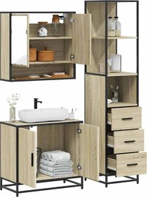 vidaXL Σετ Επίπλων Μπάνιου 3 Τεμαχίων Sonoma Δρυς Επεξεργασμένο Ξύλο