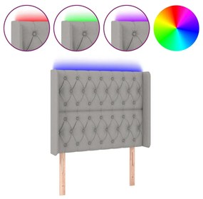 Κεφαλάρι Κρεβατιού LED Ανοιχτό Γκρι 93x16x118/128εκ. Υφασμάτινο 3124366