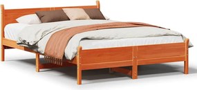 vidaXL Σκελετός Κρεβ. Χωρίς Στρώμα Καφέ Κεριού 135x190 εκ Μασίφ Πεύκο