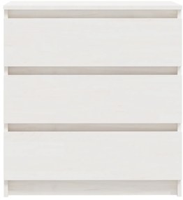 vidaXL Κομοδίνο Λευκό 60 x 36 x 64 εκ. από Μασίφ Ξύλο Πεύκου