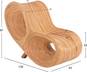 ΠΟΛΥΘΡΟΝΑ CURVY LOUNGE HM9645.01 ΑΠΟ RATTAN ΣΕ ΦΥΣΙΚΗ ΑΠΟΧΡΩΣΗ 63x128x97Y εκ.