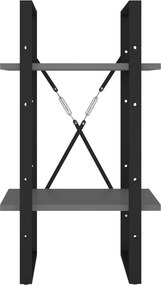 vidaXL Βιβλιοθήκη με 2 Ράφια Γκρι 40 x 30 x 70 εκ. από Επεξ. Ξύλο