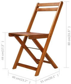 Καρέκλες Bistro Εξωτερικού Χώρου 2 τεμ. από Μασίφ Ξύλο Ακακίας - Καφέ