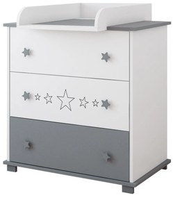 Συρταριέρα  με  Αλλαξιέρα  White + Grey Stars   83x48x87cm  BC20013 BabyCute