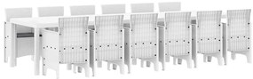 vidaXL Σέτ φαγητού για κήπο 13 pcs Λευκό Rattan Polt