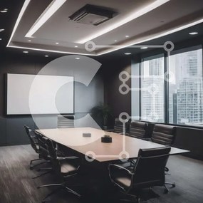 Intra Συλλεκτικό Ξύλινο Παζλ Plywood  4mm - Αίθουσα συνεδριάσεων με θέα στον ορίζοντα της πόλης Σε Ξύλινο Κουτί - Διαστάσεις Puzzle: 10x10 cm – 25 κομμάτια
