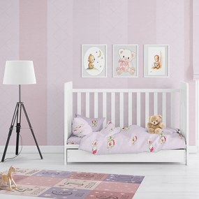 Σεντόνι Βρεφικό Με Λάστιχο Two Lovely Bears 65 Lila DimCol Crib 70x140cm 100% Βαμβάκι