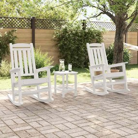 vidaXL Κουνιστή καρέκλα 3 pcs Λευκό Πολυαιθυλένιο