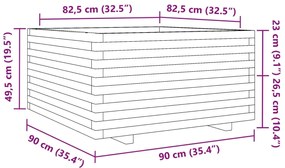 Ζαρντινιέρα Καφέ Κεριού 90x90x49,5 εκ. από Μασίφ Ξύλο Πεύκου - Καφέ