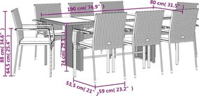 vidaXL Σετ Τραπεζαρίας Κήπου 9 τεμ Μαύρο από Συνθ. Ρατάν με Μαξιλάρια