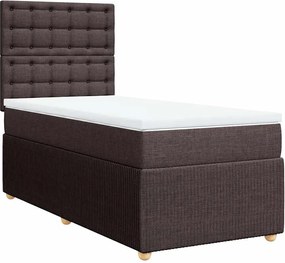 vidaXL Κρεβάτι Boxspring με Στρώμα Σκούρο Καφέ 80x200 εκ. Υφασμάτινο
