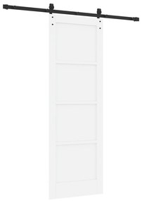 vidaXL Συρόμενη Πόρτα  με Σετ Υλικών Λευκή 73.5x211 εκ. Συμπαγές Ξύλο Πεύκο