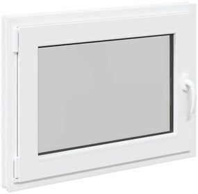 vidaXL Παράθυρο Υπογείου "RISOR" 80x70 εκ. Ανακλινόμενο & Περιστρεφόμενο DIN Αριστερά Λευκό
