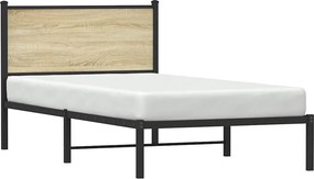 vidaXL Σκελετός Κρεβ. Χωρίς Στρώμα Sonoma Δρυς 100x190 εκ. Μεταλλικό