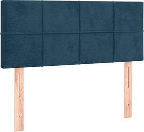 vidaXL Κρεβάτι Boxspring με Στρώμα Σκούρο Μπλε 90x190 εκ. Βελούδινο