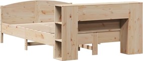 vidaXL Κρεβάτι Βιβλιοθήκη Χωρίς Στρώμα 140x200 εκ Μασίφ Ξύλο Πεύκο
