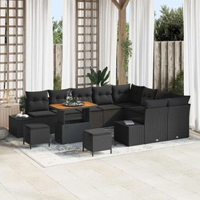 vidaXL Σετ Καναπέ Κήπου με αποθήκευση 12 pcs Μαύρο Πολυ ράταν