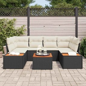 vidaXL Σετ Καναπέ Κήπου με αποθήκευση 7 pcs Μαύρο Πολυ ράταν
