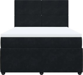 vidaXL Κρεβάτι Boxspring με Στρώμα Μαύρο 160x200 εκ. Βελούδινο