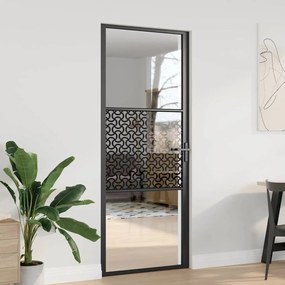 vidaXL Εσωτερική Πόρτα Μαύρο 83 x 201.5 cm Tempered γυαλί, Αλουμίνιο