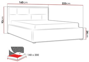 Κρεβάτι Pomona 104, Διπλό, Ανοιχτό καφέ, 140x200, Ταπισερί, Τάβλες για Κρεβάτι, 160x223x93cm, 83 kg | Epipla1.gr