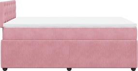 vidaXL Κρεβάτι Boxspring με Στρώμα Ροζ 120x200 εκ. Βελούδινο