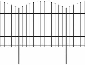 vidaXL Κάγκελα Περίφραξης με Λόγχες Μαύρα (1,5-1,75)x15,3 μ. Ατσάλινα
