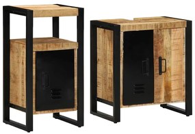 Σετ Επίπλων Μπάνιου 2 pcs Καφέ και Μαύρο Στερεό ξύλο μάνγκο