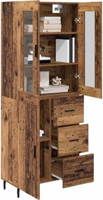 vidaXL Highboard με συρτάρι 2 pcs Παλιό Ξύλο Επεξεργασμένο ξύλο