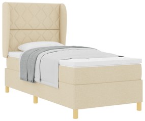 vidaXL Κρεβάτι με Στρώμα Κρεμ 100x200 εκ. Ύφασμα