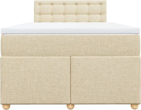 vidaXL Κρεβάτι Boxspring με Στρώμα Κρεμ 120x190 εκ. Υφασμάτινο