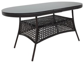 Τραπέζι Cellin pakoworld μέταλλο-pe rattan καφέ 160x80x77εκ (1 τεμάχια)