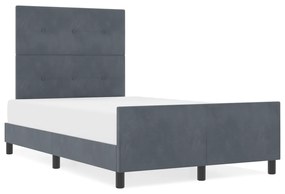 vidaXL Κρεβάτι Σκελετός Σκούρο Γκρι 120x190 εκ Βελούδο