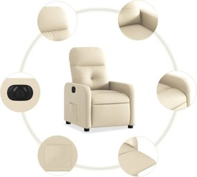 vidaXL Πολυθρόνα Ανακλινόμενη Ηλεκτρική Κρεμ Υφασμάτινη