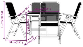 Σετ Τραπεζαρίας Κήπου 5 Τεμαχίων Ανθρακί από Μεταλλικό Πλέγμα - Ανθρακί