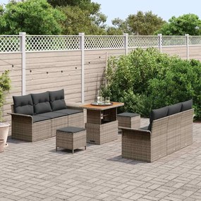 vidaXL Σετ Καναπέ Κήπου 9 pcs Γκρι συνθετικό ρατάν