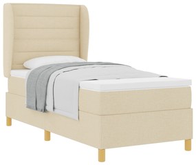 vidaXL Κρεβάτι με ελατήρια και ματRESS Κρεμ 90x200 cm Υφασμα
