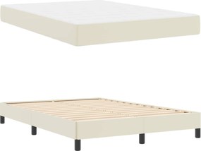 vidaXL Σκελετός Κρεβατιού με στρώμα Κρεμ 140 x 190 cm ύφασμα
