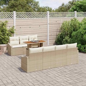 vidaXL Σετ Καναπέ Κήπου με αποθήκευση 8 pcs Μπεζ Πολυ ράταν