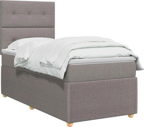 vidaXL Κρεβάτι box spring με στρώμα Taupe 90 x 190 cm Ύφασμα