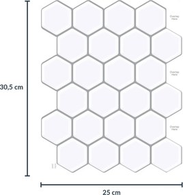 Αυτοκόλλητο Πλακάκι 3D (30.5x25) L-C Ruche White 1770138