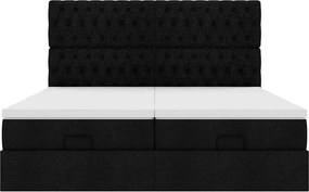 vidaXL Οθωμανικό κρεβάτι με στρώματα Μαύρο 160x200cm Ύφασμα